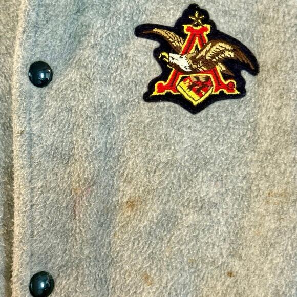 Vintage 80s Anheuser Busch Patch Button Up Bomber Chalk Line Jacket Adult Medium - Picture 3 of 4